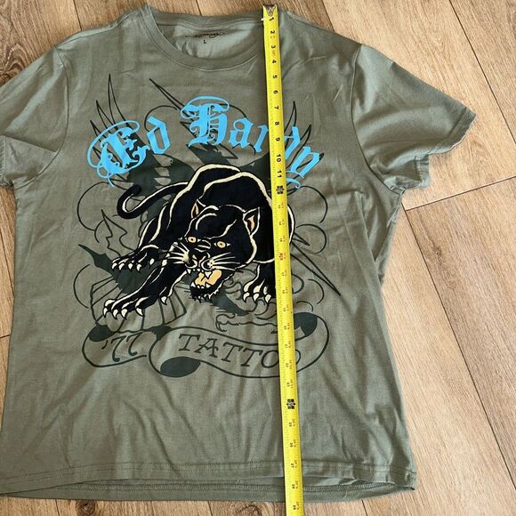 Ed Hardy T-shirt Graphic Print Gray Black‎ Panther Men's Size Medium Tattoo NWOT - Picture 5 of 7